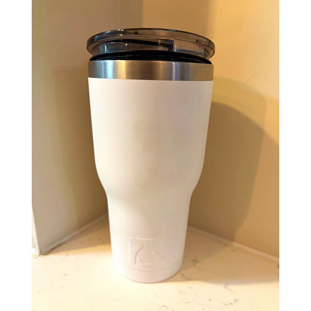 RTIC 30 oz White Stainless Insulated Tumbler Slide Lock Lid Hot/Cold
